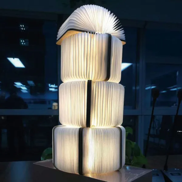 2026 Trending New Hot Sale Custom Logo Wooden Folding LED Book Lamp Reading Light Night Book Lights for Bedroom USB Battery Gift