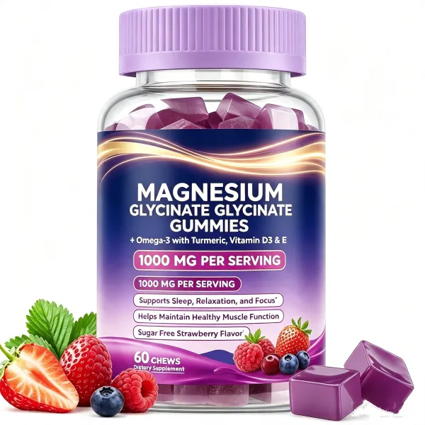 Magnesium Glycinate Gummies High Absorption Magnesium Supplement for Women and Men, Muscle Support and Relaxation